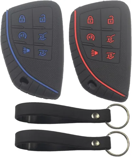 Miniatura 10 de 2 fundas para llavero con 6 botones compatibles con Chevrolet, 2 piezas negro