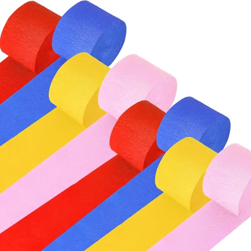 Miniatura 15 de Kit de serpentinas de papel crepé, 8 rollos de 656 pies, negro, morado, azul, verde, a granel para decoración de videojuegos, fiestas, cabina