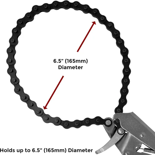 Miniatura 4 de Strong Hand Tools - VAL-PFC1024, alicates de cadena de bloqueo, cadena extraíble de 24 pulgadas, soporta tubos de hasta 6.5 pulgadas de diámetro