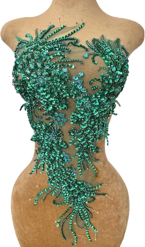 Miniatura 9 de Vestido de novia con cuentas a mano, parches para coser en apliques de encaje con diamantes de imitación, accesorios de cristales de bricolaje
