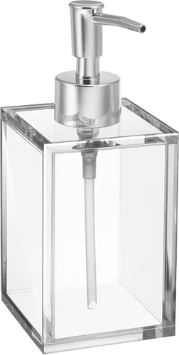 Dispensador de desinfectante de manos reutilizable de acrílico transparente para cocina y baño con bomba de acero inoxidable a prueba de óxido,