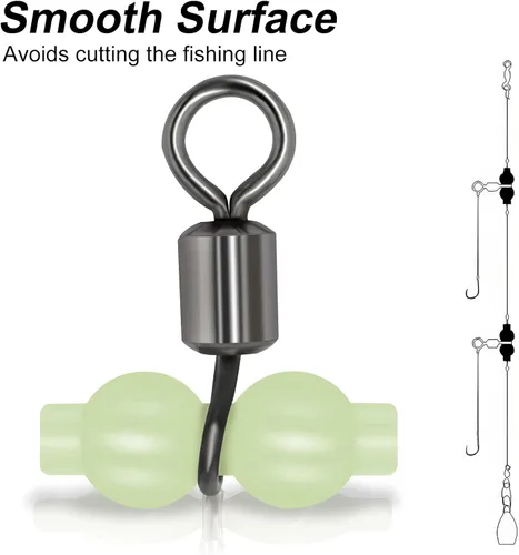 Miniatura 7 de Goture Fishing Swivels, 3 Way Swivels Fishing Tackle, T Shape Cross Line Rolling Swivels with Luminous Beads Saltwater Freshwater,Three Way Fishing