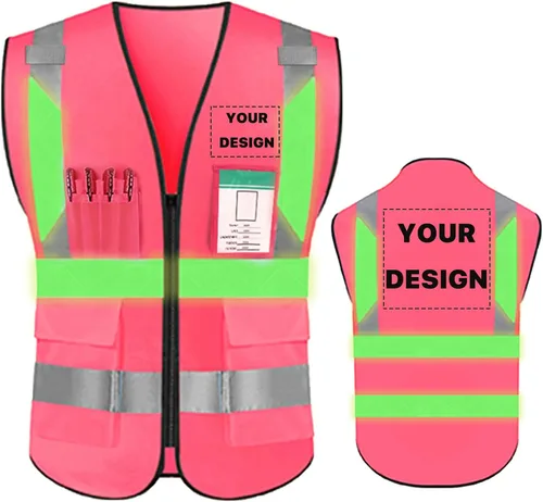 Miniatura 20 de Chaleco de seguridad de alta visibilidad reflectante, personaliza tu logotipo, ropa de trabajo de seguridad con tiras reflectantes y bolsillos A