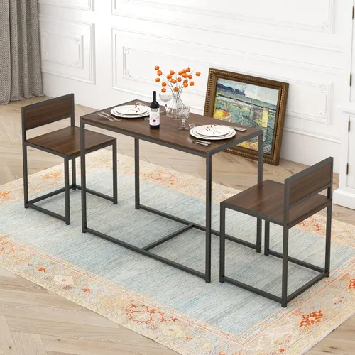 Miniatura 7 de SogesHome Juego de mesa de comedor compacta con 2 sillas, juego de mesa pequeña de 3 piezas, juego de sillas de mesa de desayuno para cocina, sala