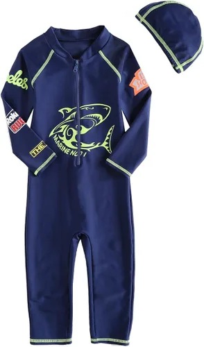 Vivobiniya Niño niño trajes de baño bebé niño cuerpo completo traje de baño protector erupción traje de baño contraste color upf50+
