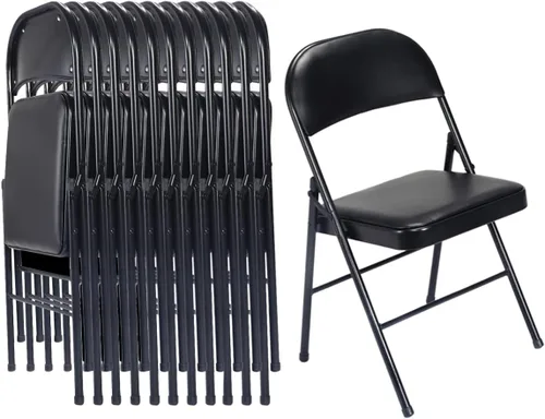 Miniatura 20 de Karl home Paquete de 12 sillas plegables blancas con asientos acolchados para exteriores e interiores, asiento comercial apilable portátil con marco