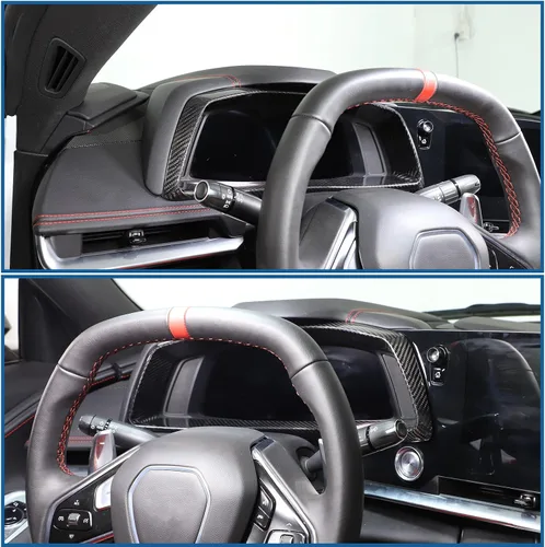 Miniatura 6 de Marco para panel de salpicadero de automóvil compatible con Chevrolet Corvette C8 Stingray 2020-2025 100% fibra de carbono real, 1 pieza