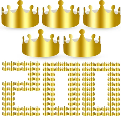 Miniatura 9 de Crtiin 200 coronas de papel doradas a granel King Gold Party Crown Princess Coronas Sombreros para fiesta de cumpleaños Celebración Suministros