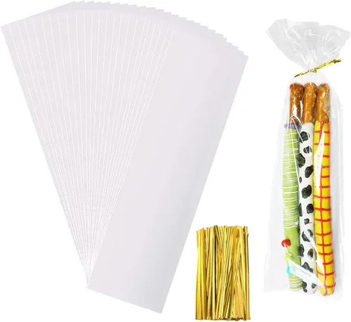 Miniatura 10 de Yotelab Bolsas de celofán, bolsas de celofán transparente de 4 x 9 pulgadas con lazos giratorios, 100