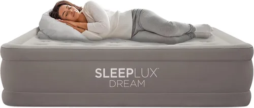 SLEEPLUX Dream - Colchón de aire individual de lujo, bomba dual integrada, se mantiene inflado toda la noche, colchón inflable de doble altura de 18