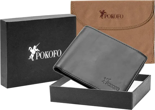 Miniatura 7 de Billetera plegable de cuero genuino con bloqueo RFID para hombres con cremallera y bolsillo para monedas L