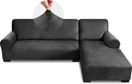 Miniatura 29 de Fundas para sofá modular, funda para sofá con aspecto de cuero, forma de L, 2 piezas, funda elástica suave para sofá seccional, protector de muebles