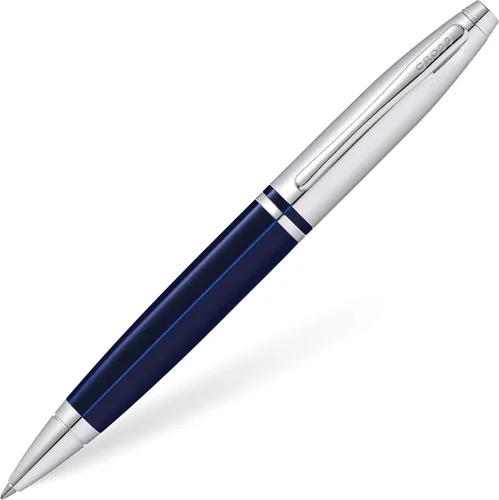 Cross Calais - Bolígrafo recargable, tamaño mediano, incluye caja de regalo premium, color cromado/azul Cromo y azul