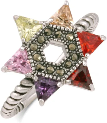 Miniatura 3 de Anillo de cuerda trenzada con circonita cúbica multicolor