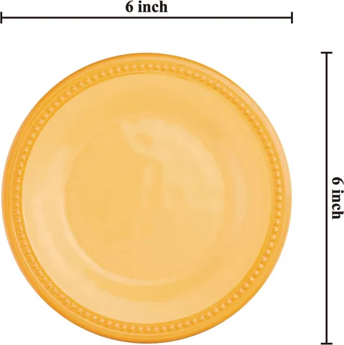 Miniatura 2 de UP UPware - Platos redondos de postre de melamina con cuentas, platos pequeños para servir, para aperitivos, aperitivos y guarniciones, amarillo, 6