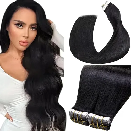Miniatura 47 de LaaVoo - Extensiones de cabello humano Remy adhesivas con cinta invisible, cabello negro natural, extensiones de cabello para mujeres de color, 20