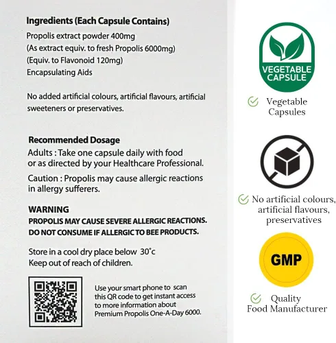 Miniatura 5 de (3 unidades) Hi Well Premium Propolis One-A-Day 6000 Flavonoide 120mg 150Cápsulas