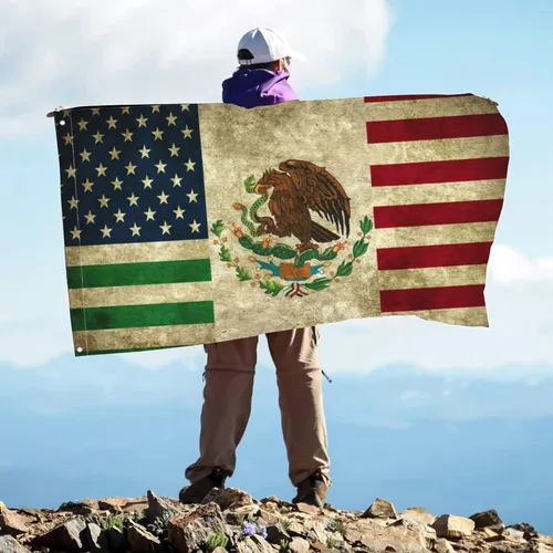 Miniatura 6 de Bandera de Amistad México Estados Unidos 3x5 Pies Bandera Americana Jardín Patio Estandarte Exterior Decorativo Letrero de EE.UU Bandera