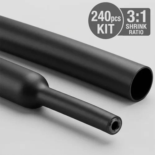 Miniatura 5 de Kit de tubo termorretráctil ALEKOR - Relación 3:1 con revestimiento adhesivo, tubo termorretráctil de grado marino industrial - 240 piezas