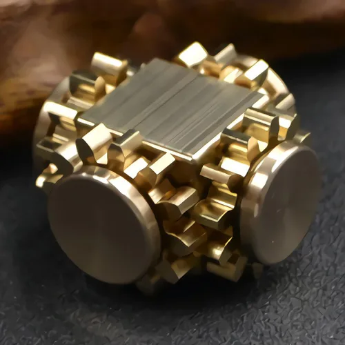 Miniatura 4 de Cubo de latón puro para personas inquietas, spinner de metal, engranes, juguete de mano, para armar usted mismo, EDC, enfoque, meditación, romper