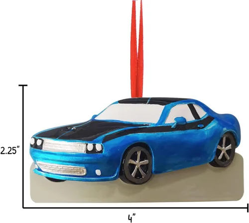 Miniatura 2 de Adorno de Navidad personalizado para licencia de conducir 2024 – Adornos azules de coche de carreras, decoraciones de Navidad de vehículos, adornos