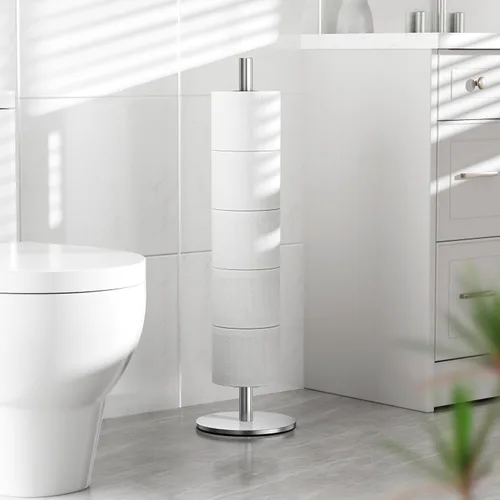 Miniatura 7 de Soporte de papel higiénico de níquel cepillado para almacenamiento de rollos de repuesto, soporte de papel higiénico de acero inoxidable