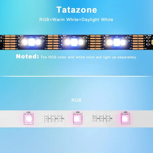 Miniatura 6 de Tatazone Luces LED Bluetooth RGBWW para TV de 50 a 55 pulgadas con control de aplicación, RGB + retroiluminación blanca sintonizable 3000K-6500K