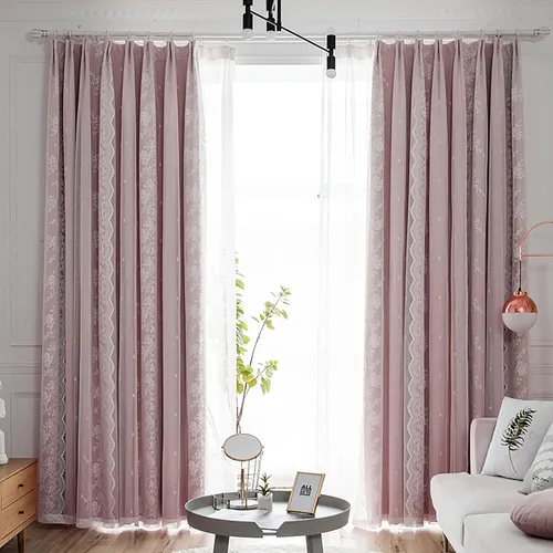 Cortinas opacas para dormitorio, cortinas vintage de doble capa de encaje para ventana, decoración del hogar, cortinas para sala de estar, comedor,