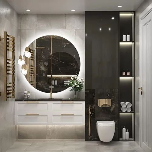 Miniatura 2 de Espejo de baño LED redondo de 28 pulgadas, retroiluminación de luz diurna de 6000 K, antivaho y regulable, espejo impermeable sin marco con control