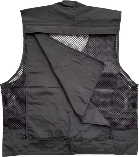 Miniatura 4 de Chaleco de malla transpirable con múltiples bolsillos para hombre, viajeros al aire libre, pesca con mosca, fotografía Negro