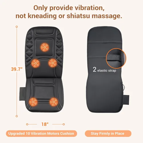 Miniatura 3 de CARSHION Masajeador de espalda con calor, funda de asiento con calefacción con 5 nodos de masaje vibratorios, almohadilla para silla para aliviar
