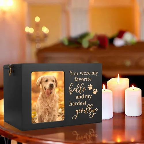 Miniatura 6 de Urnas conmemorativas para mascotas para cenizas de perro o gato, grandes urnas de funeral de madera para cremación con marco para fotos, caja