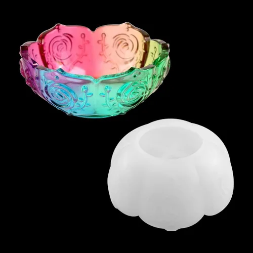 Molde de resina para tazón de loto, molde de silicona para maceta, molde de fundición de resina epoxi UV para soportes de cuencos de bricolaje,
