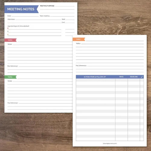 Miniatura 2 de bloom daily planners Bloc de notas de reuniones de doble cara de 6 x 9 pulgadas para organización del trabajo – Temas, comida para llevar, artículos