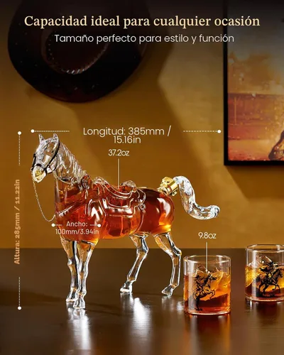 Miniatura 3 de Kollea - Regalos de cumpleaños para hombres y papá, juego de decantador de whisky con forma de caballo con 2 vasos de vaquero, dispensador de licor