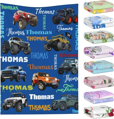 Miniatura 27 de Manta personalizada con nombre para niños y adultos, mantas personalizadas para niñas y niños, manta de franela personalizada con nombre