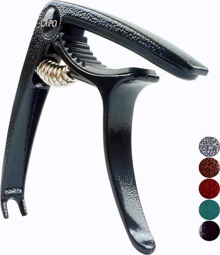 Miniatura 9 de Cejilla para guitarra, Cejilla ligera de aleación de zinc para guitarras acústicas y eléctricas, bajo, mandolina, banjo, ukelele (Negro plateado)