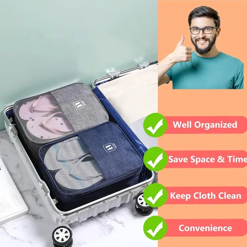 Miniatura 5 de Li'segarote Bolsas de zapatos para viajes, paquete de 6 bolsas grandes multicolor para zapatos para hombres y mujeres, bolsa organizadora de zapatos
