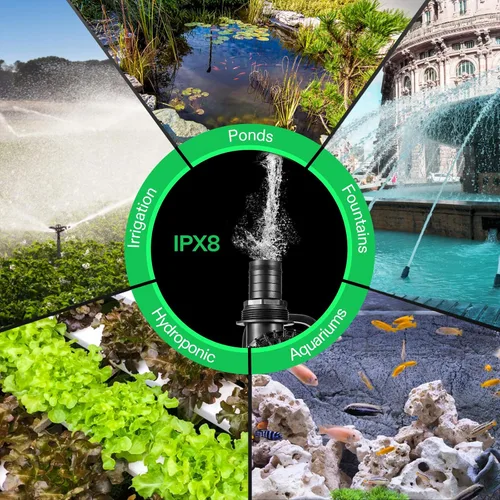 Miniatura 5 de VIVOSUN - Bomba de agua sumergible de 9000 GPH de 620W, bomba de estanque ultra silenciosa para acuario con altura de elevación de 26.5 pies