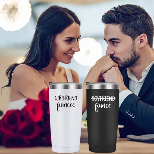 Miniatura 4 de Regalos de compromiso para parejas, juego de vasos de viaje para novio y novia, ideas de aniversario de compromiso para parejas, prometidos