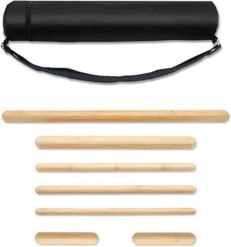 Juego de palos de masaje de bambú con bolsa de transporte - 7 piezas de bambú Guasha Tools