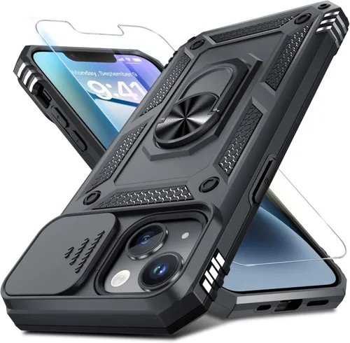 Miniatura 13 de Janmitta - Funda para iPhone 14 Pro con cubierta deslizante para lente de cámara incorporada + protector de pantalla, funda de cuerpo completo