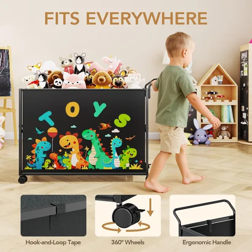 Miniatura 3 de BBLIKE Caja de juguetes para niños – 200 litros de almacenamiento de juguetes extra grande con ruedas para niños y niñas, contenedor organizador