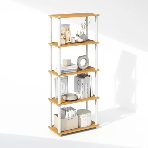 Miniatura 22 de Furinno Turn-N-Tube Estantes de almacenamiento, estante esquinero de 4 niveles, estante de exhibición de montaje sin herramientas, estantería