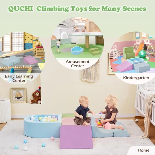 Miniatura 6 de QUCHI Juguetes de escalada de 5 piezas para niños pequeños, juguetes de escalada para niños pequeños en interiores con piscina de bolas de espuma