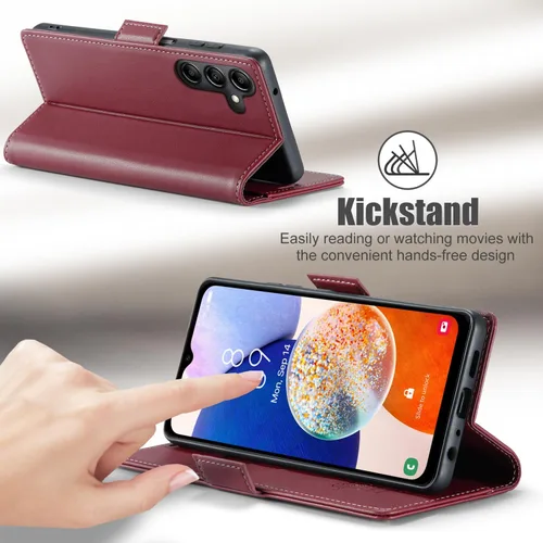 Miniatura 4 de Funda tipo cartera para Samsung Galaxy A14 5G con tarjetero [bloqueo RFID] con función atril magnética, funda de cuero con tapa para Samsung Galaxy