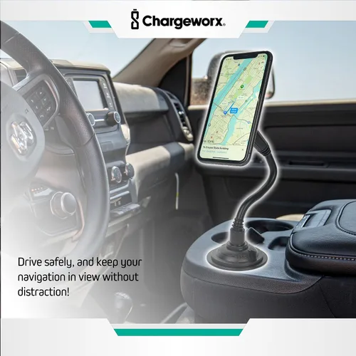 Miniatura 8 de CHARGEWORX Soporte magnético para teléfono – Soporte universal para teléfono celular de coche con cuello de cisne ajustable de 360° y base