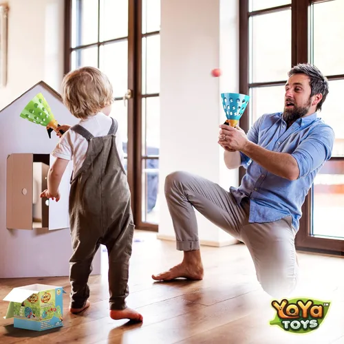 Miniatura 7 de YoYa Toys Juego de pelota Pop and Catch – Actividades de juego para niños en interiores y exteriores, juegos de atrapa para acampar, deportes
