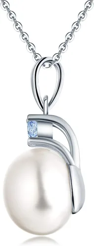 Miniatura 3 de JO WISDOM Collar con colgante de perlas cultivadas de agua dulce de plata de ley 925 para mujeres y niñas