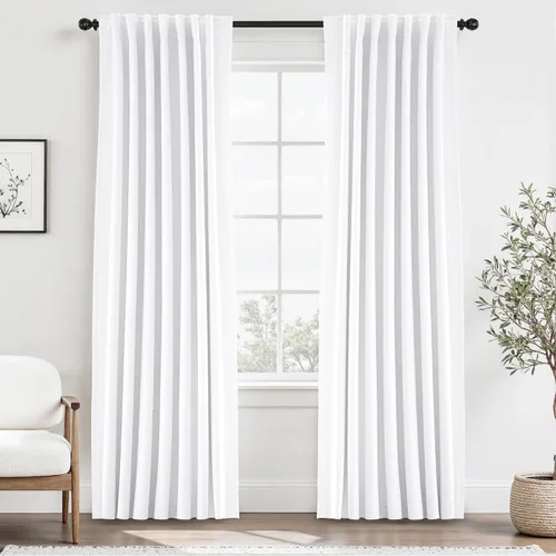 Miniatura 38 de UHITECH Cortinas cortas de lino de 24 pulgadas de largo para ventanas pequeñas de granja, cortinas opacas modernas para sala de estar, pestañas